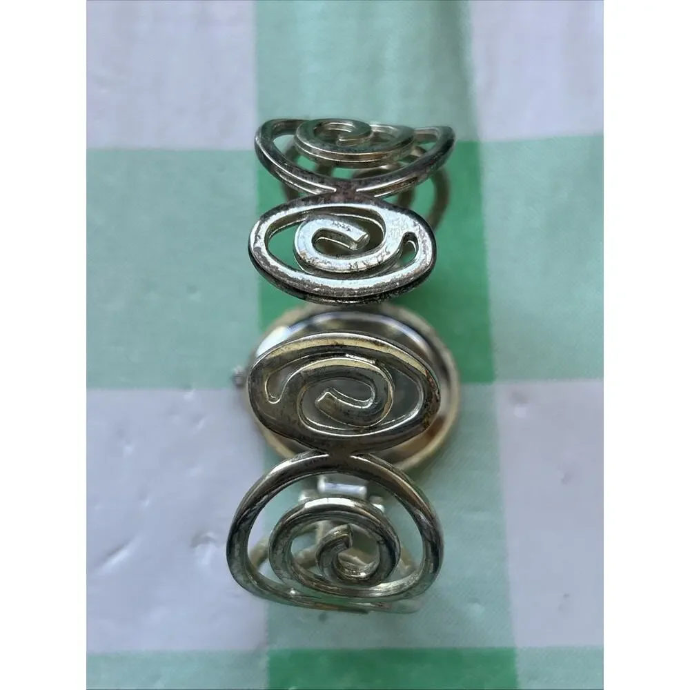 Geneva Silver Tone Women’s Quartz Cuff Watch